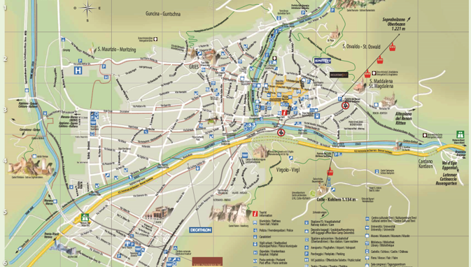 La mappa di Bolzano, la capitale dell'Alto Adige