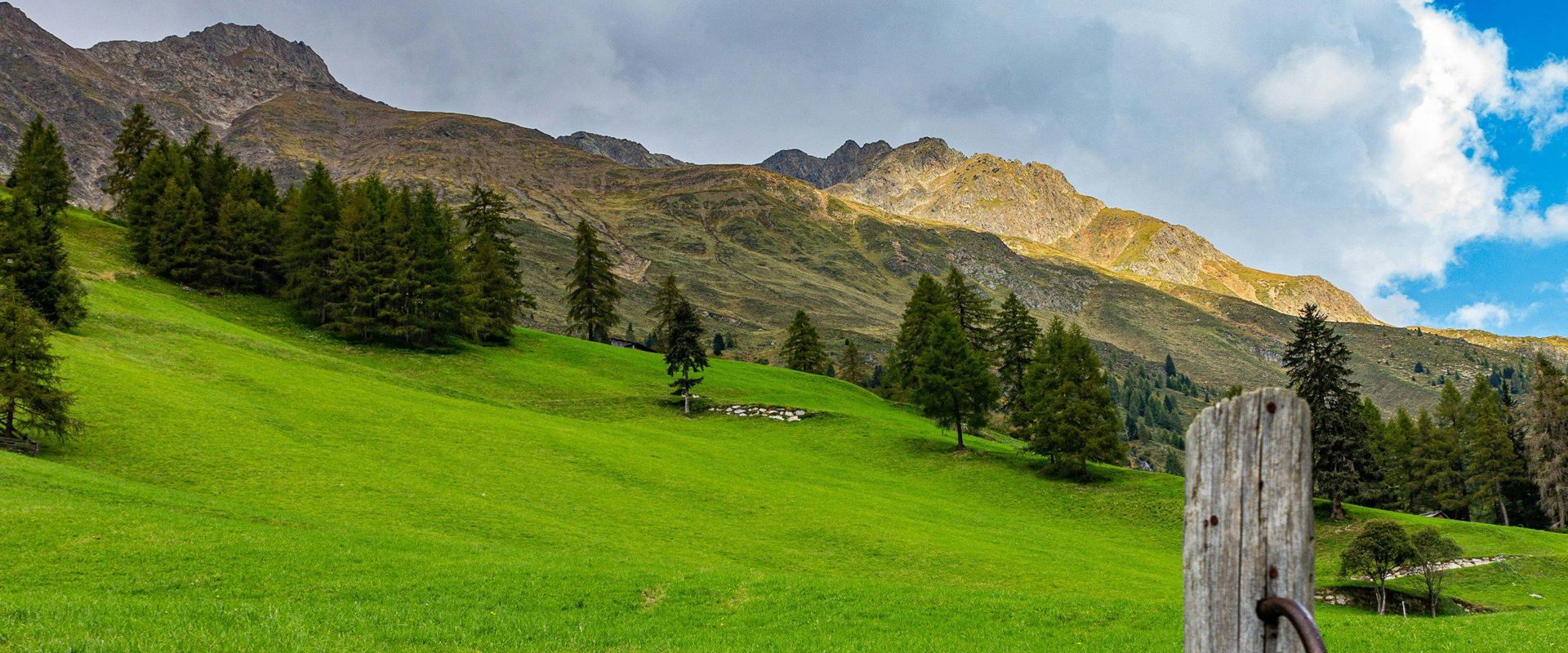 Casies Vista su un prato verde in Val Casies