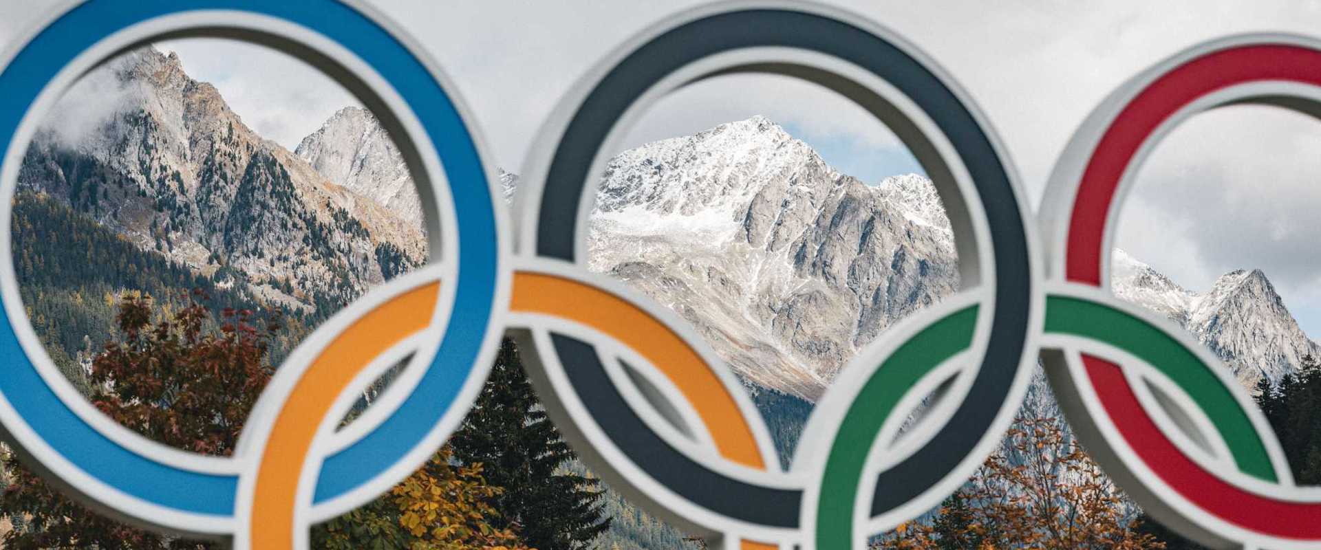 I cerchi Olimpici realizzati ad Anterselva in occasioni delle Olimpiadi Invernali Milano-Cortina 2026
