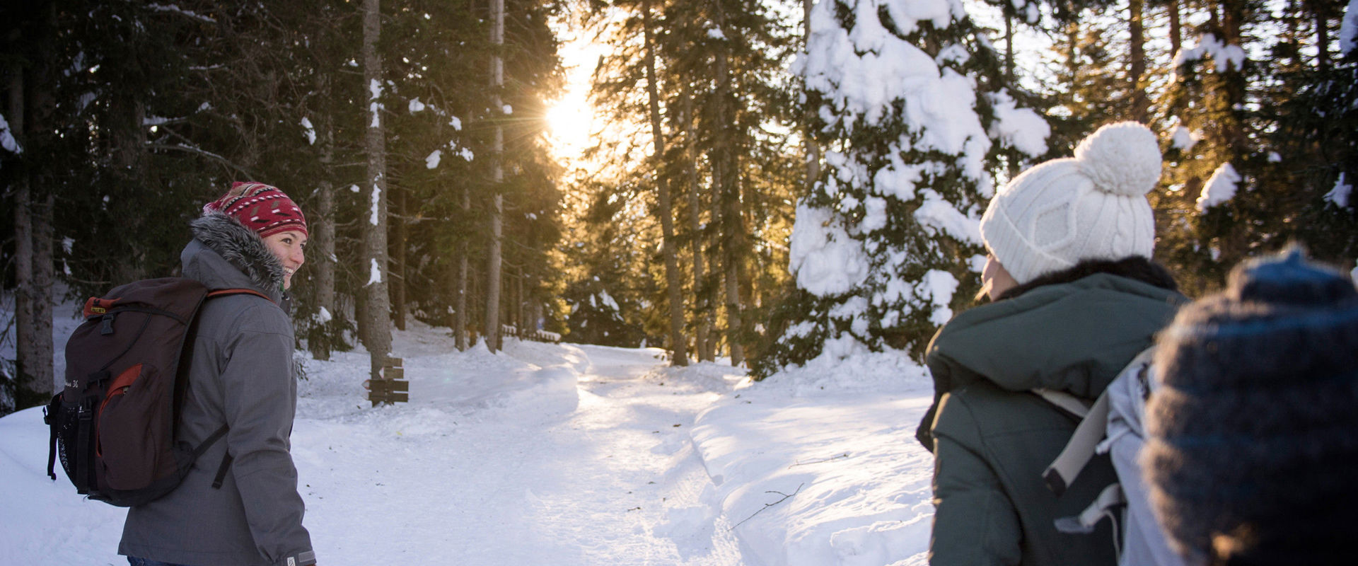 Vitalpina in inverno Un gruppo di escursionisti in inverno.