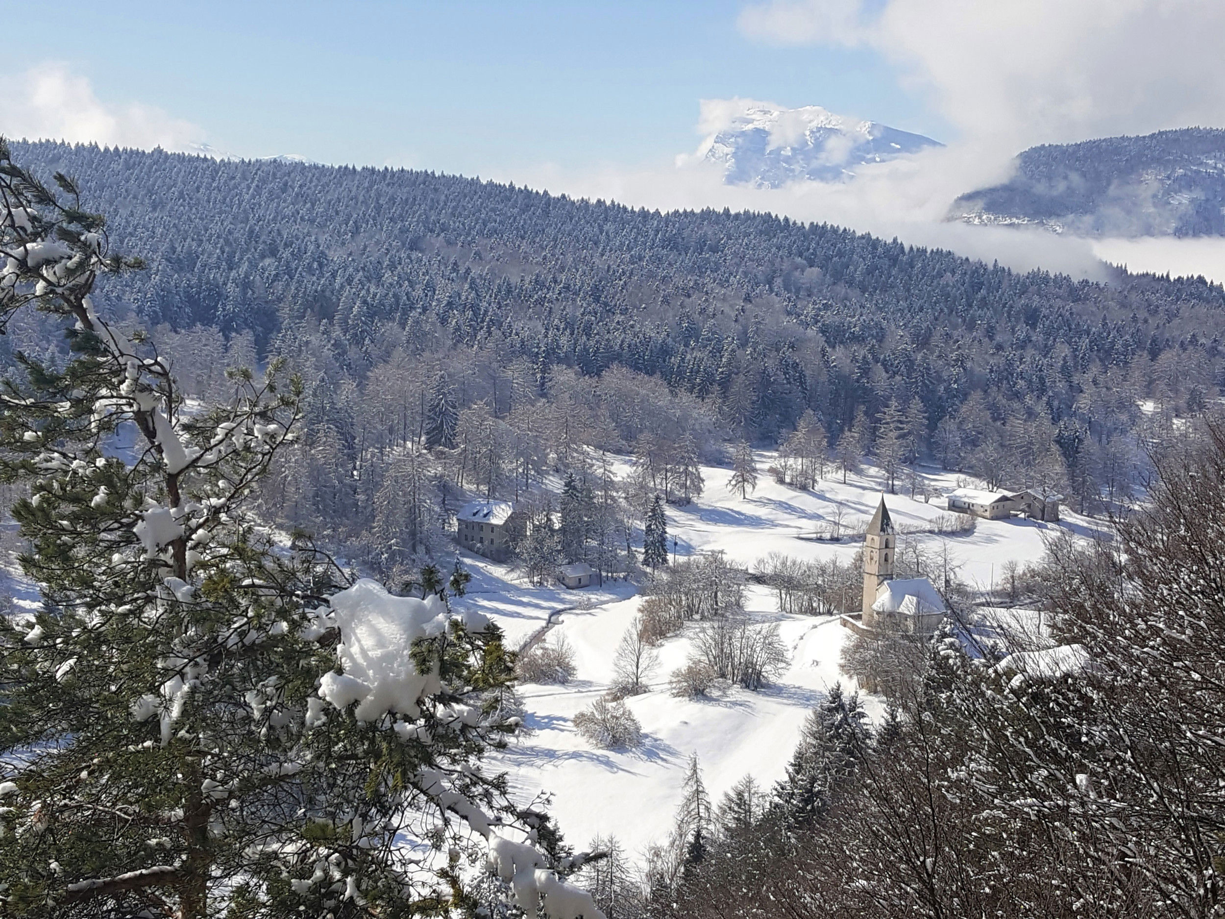 Paesaggio invernale sul Monte Favogna sopra Magrè.
